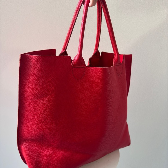 Red Mark & Graham Pebble Leather Tote Bag - Picture 6 of 12